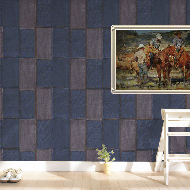 Water-Resistant Non-Pasted Bricks of Vertical Rectangle PVC Wallpaper Blue Clearhalo 'Industrial wall decor' 'Industrial' 'Wallpaper' Wall Decor' 1784665