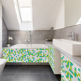 Mosaic Tile Wallpaper Border Boho Bright Architecture Peel Wall Art in Green and White, 5.2-sq ft Clearhalo 'Wall Decor' 'Wallpaper' 1784692