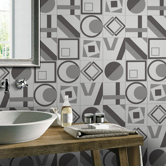 Grey Geometric Shape Wallpaper Panel Set Peel and Paste Modern Bathroom Wall Art Grey Clearhalo 'Modern wall decor' 'Modern' 'Wallpaper' Wall Decor' 1784695