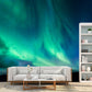 Non-Woven Huge Aqua Mural Modern Aurora on Night Starry Sky Wall Art, Custom Print Clearhalo 'Wall Decor' 'Wall Mural' 1784711