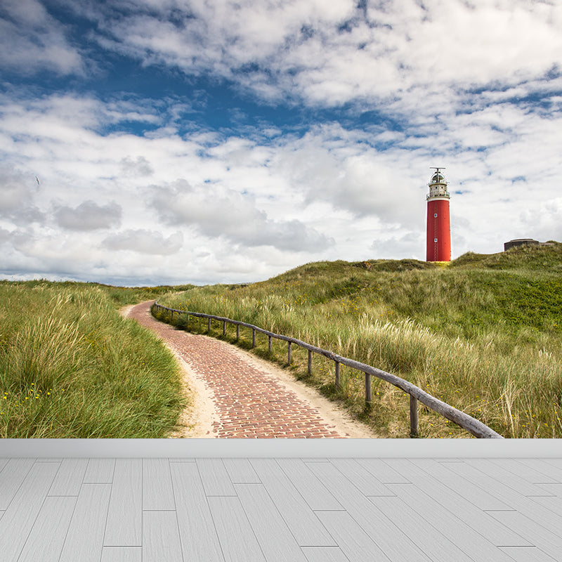 Stain-Proof Beacon Wall Mural Non-Woven Textured Nautical Wall Decor for Guest Room Green Clearhalo 'Wall Decor' 'Wall Mural' 1784779