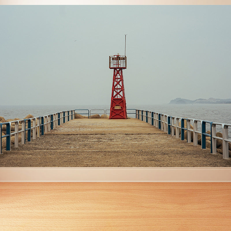 Stain-Proof Beacon Wall Mural Non-Woven Textured Nautical Wall Decor for Guest Room Clearhalo 'Wall Decor' 'Wall Mural' 1784785