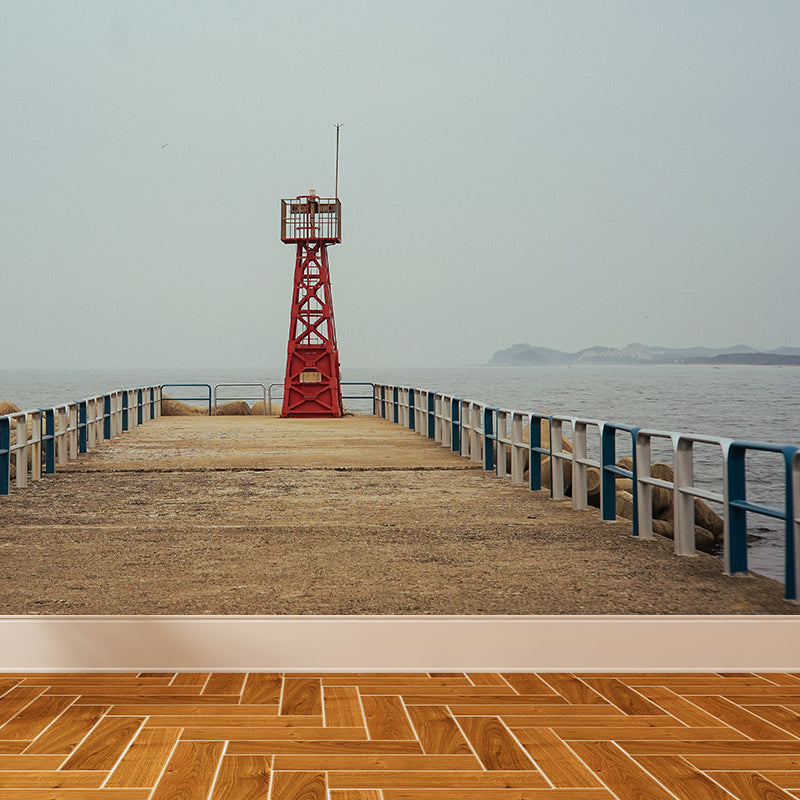 Stain-Proof Beacon Wall Mural Non-Woven Textured Nautical Wall Decor for Guest Room Clearhalo 'Wall Decor' 'Wall Mural' 1784786