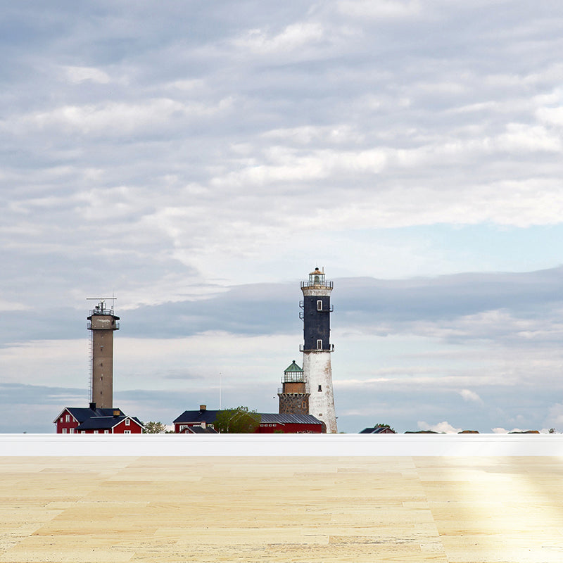 Stain-Proof Beacon Wall Mural Non-Woven Textured Nautical Wall Decor for Guest Room White Clearhalo 'Wall Decor' 'Wall Mural' 1784794