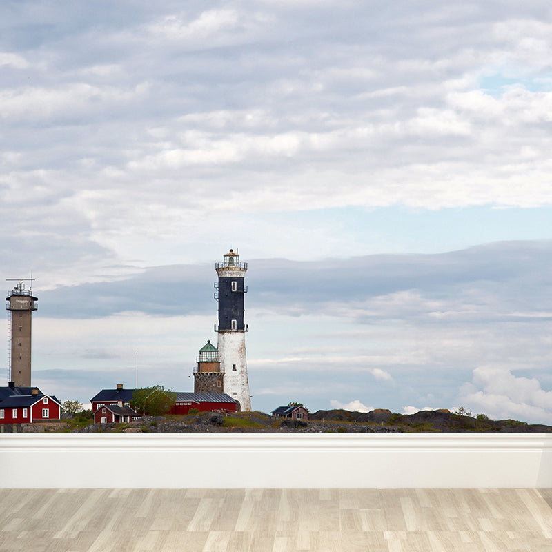 Stain-Proof Beacon Wall Mural Non-Woven Textured Nautical Wall Decor for Guest Room Clearhalo 'Wall Decor' 'Wall Mural' 1784795