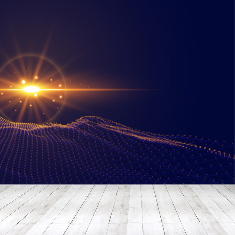 Futuristic Abstract Graphic Mural for Boys Bedroom Customised Wall Covering in Soft Color Orange Clearhalo 'Wall Decor' 'Wall Mural' 1784804