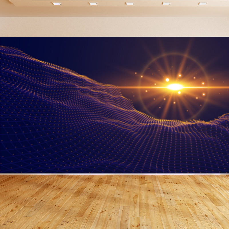 Futuristic Abstract Graphic Mural for Boys Bedroom Customised Wall Covering in Soft Color Clearhalo 'Wall Decor' 'Wall Mural' 1784805