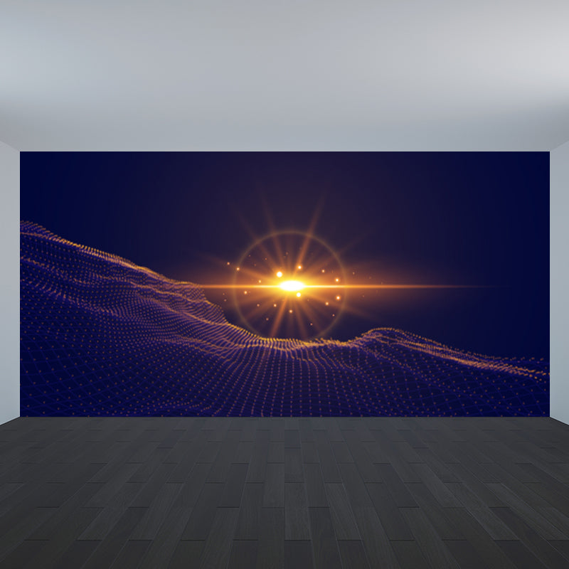 Futuristic Abstract Graphic Mural for Boys Bedroom Customised Wall Covering in Soft Color Clearhalo 'Wall Decor' 'Wall Mural' 1784806