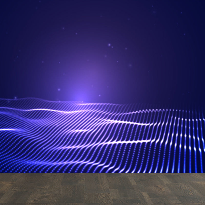 Futuristic Abstract Graphic Mural for Boys Bedroom Customised Wall Covering in Soft Color Purple Clearhalo 'Wall Decor' 'Wall Mural' 1784814