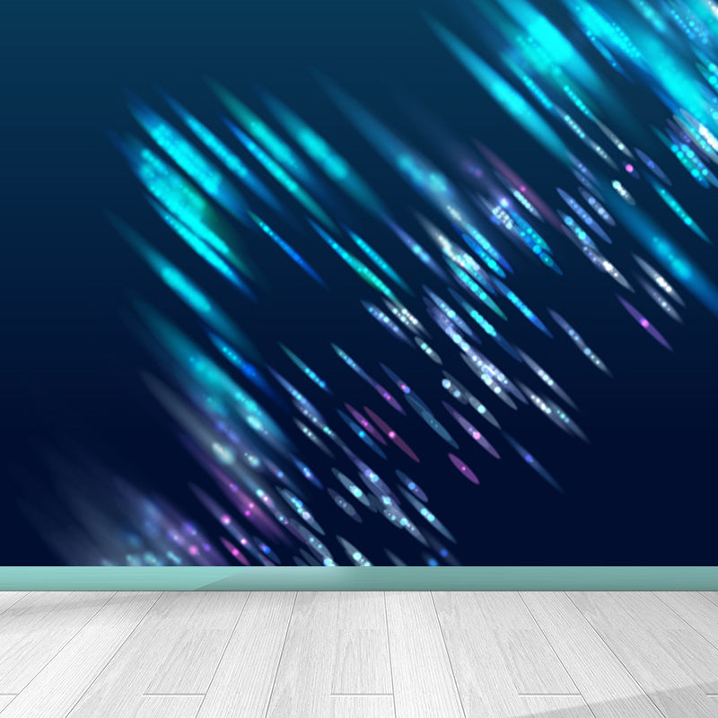 Futuristic Abstract Graphic Mural for Boys Bedroom Customised Wall Covering in Soft Color Blue Clearhalo 'Wall Decor' 'Wall Mural' 1784819