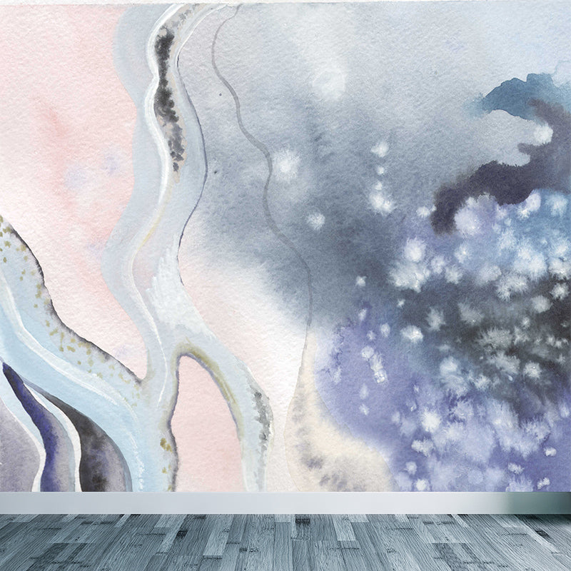 Light Color Abstract Graphic Mural Stain Resistant Contemporary Bathroom Wall Covering Pink Clearhalo 'Wall Decor' 'Wall Mural' 1784834