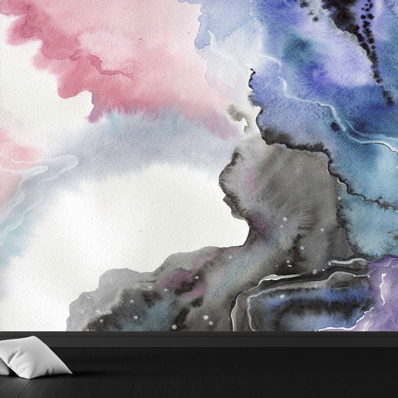 Light Color Abstract Graphic Mural Stain Resistant Contemporary Bathroom Wall Covering Black Clearhalo 'Wall Decor' 'Wall Mural' 1784849