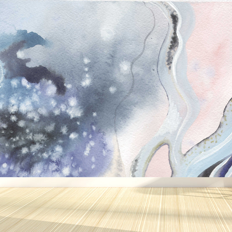 Soft Color Graphic Mural Wallpaper Abstract Modern Stain-Proof Wall Covering for Kitchen Light Pink Clearhalo 'Wall Decor' 'Wall Mural' 1784864