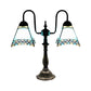 Office Craftsman Shade Reading Light Art Glass 2 Lights Tiffany Antique Desk Lamp in Blue/White for Bedside Clearhalo 'Lamps' 'Table Lamps' Lighting' 178489