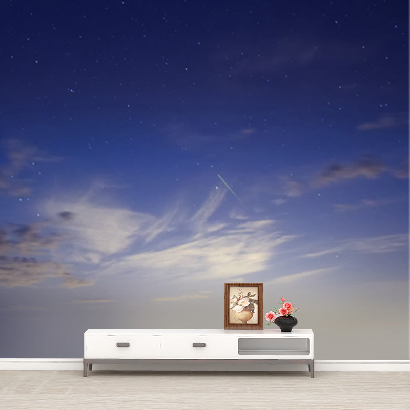 Cloud and Star Sky Mural Decal Modern Stain Proof Bedroom Wall Decor, Made to Measure Clearhalo 'Wall Decor' 'Wall Mural' 1784933