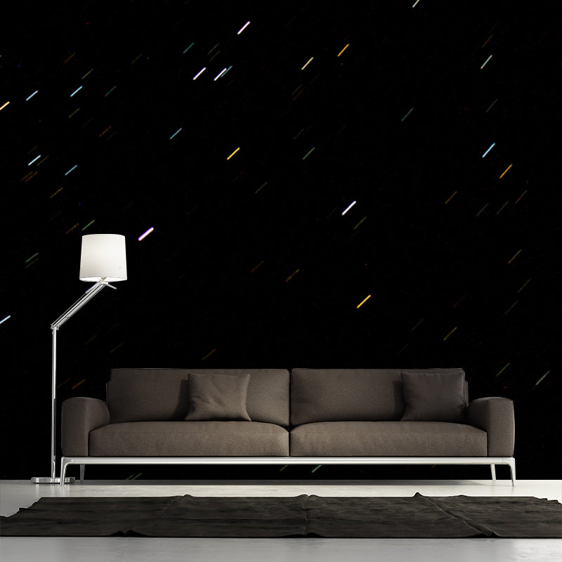 Photo Printed Meteor Shower Mural Full-Size Wall Covering for Living Room, Made to Measure Black Clearhalo 'Wall Decor' 'Wall Mural' 1784936