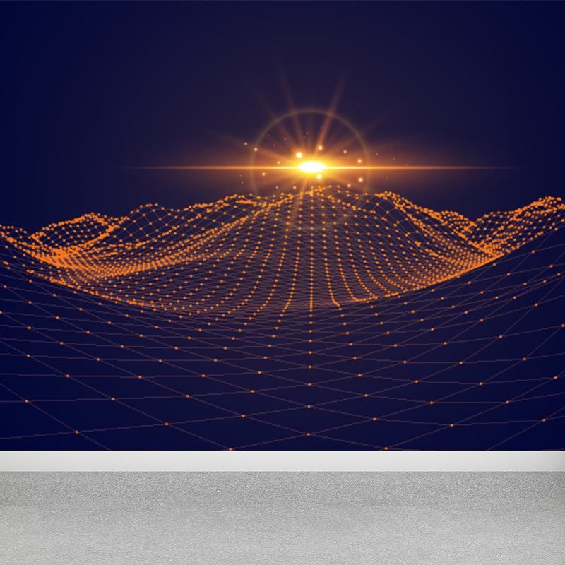 Sci-Fi Graphic Mural Non-Woven Textured Stain-Proof Soft Color Wall Art for Bedroom Orange Clearhalo 'Wall Decor' 'Wall Mural' 1784941