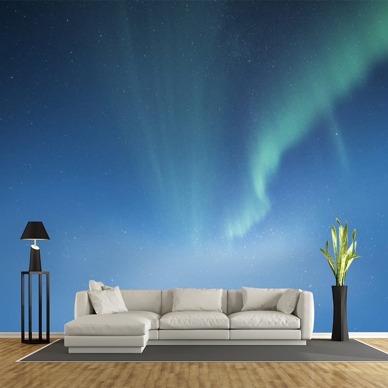 Smooth Whole Blue Mural Decal Minimalistic Aurora Pattern Wall Art, Made to Measure Clearhalo 'Wall Decor' 'Wall Mural' 1784983