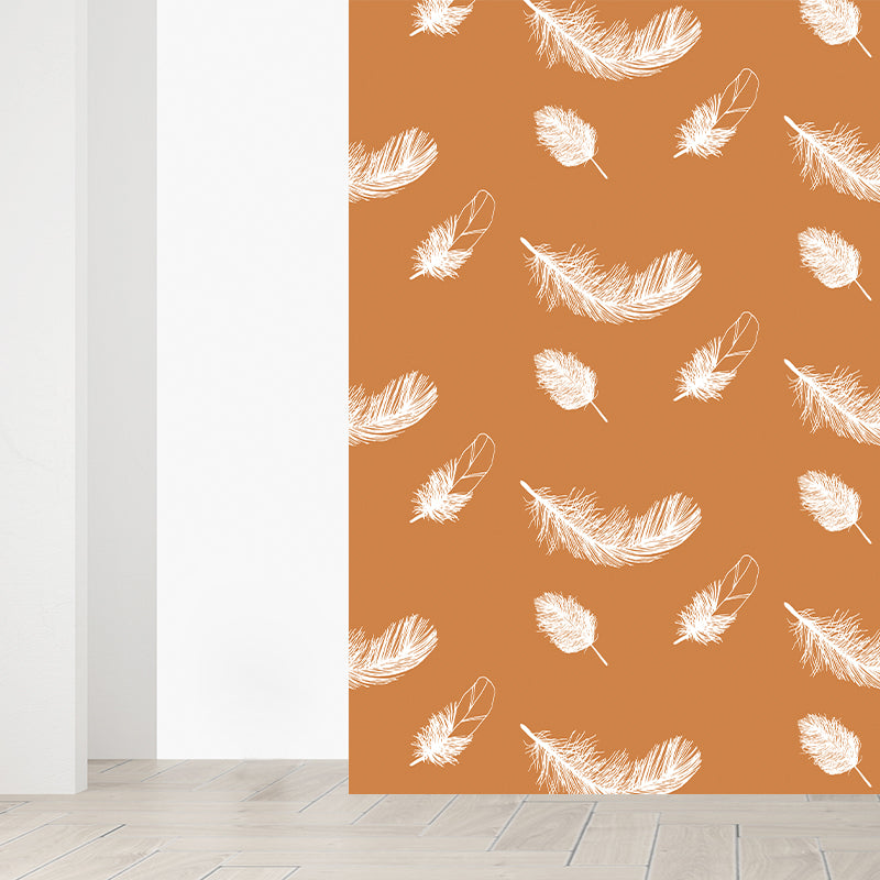 Feather Print Mural Decal Contemporary Non-Woven Textured Wall Covering in Soft Color Clearhalo 'Wall Decor' 'Wall Mural' 1785008