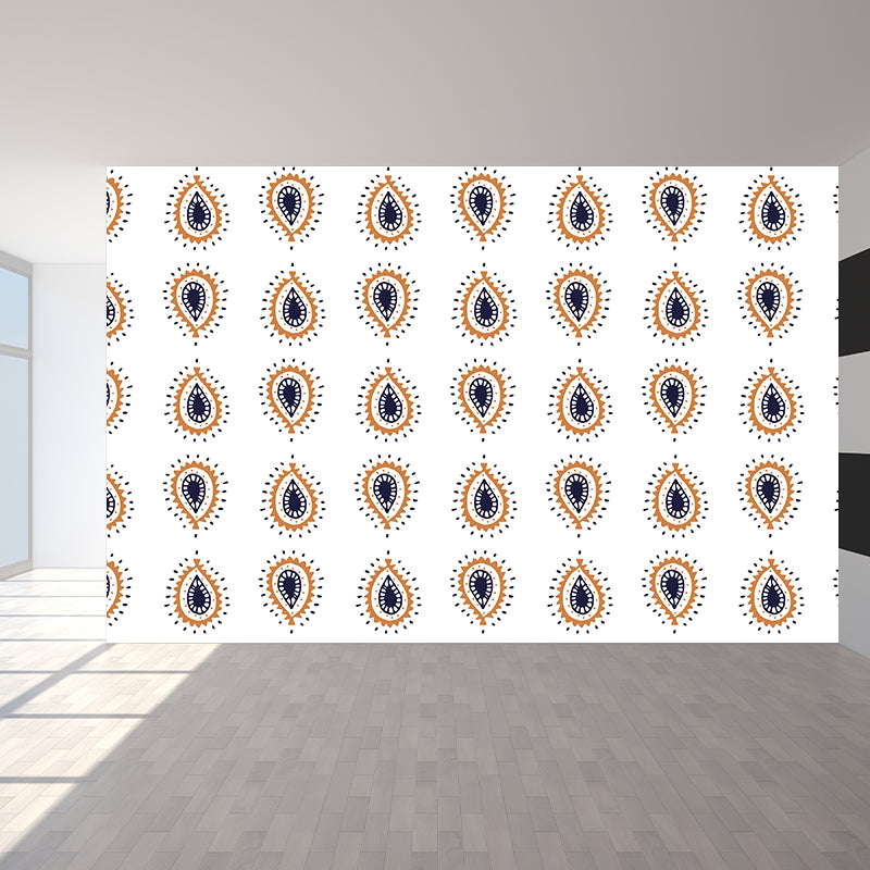 Feather Print Mural Decal Contemporary Non-Woven Textured Wall Covering in Soft Color Light Orange Clearhalo 'Wall Decor' 'Wall Mural' 1785012