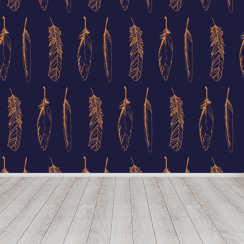 Feather Print Mural Decal Contemporary Non-Woven Textured Wall Covering in Soft Color Clearhalo 'Wall Decor' 'Wall Mural' 1785019