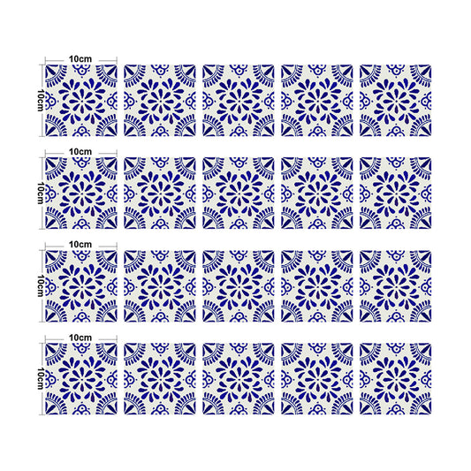 Blue Mandala Wallpaper Panel Set Flower Boho Peel and Stick Wall Decor for Bathroom Clearhalo 'Wall Decor' 'Wallpaper' 1785041