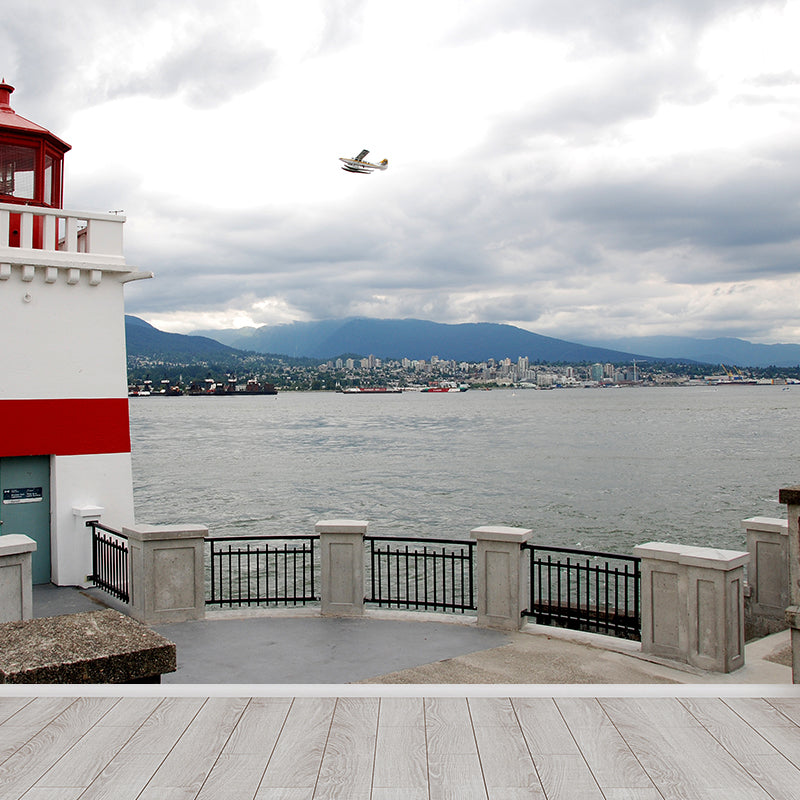 House Decor Lighthouse Mural Decal Customized Coastal Wall Covering for Living Room Clearhalo 'Wall Decor' 'Wall Mural' 1785079