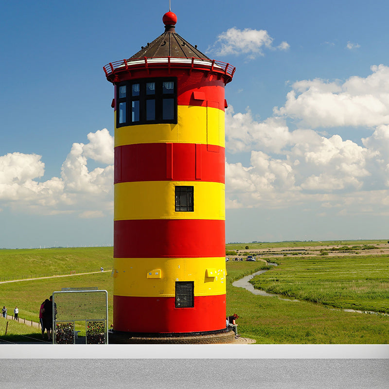 House Decor Lighthouse Mural Decal Customized Coastal Wall Covering for Living Room Orange Clearhalo 'Wall Decor' 'Wall Mural' 1785082