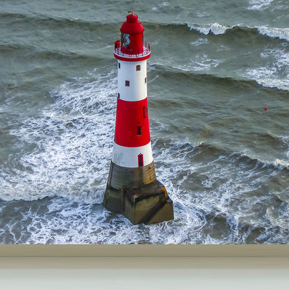 House Decor Lighthouse Mural Decal Customized Coastal Wall Covering for Living Room Blue Clearhalo 'Wall Decor' 'Wall Mural' 1785087