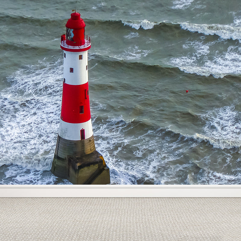 House Decor Lighthouse Mural Decal Customized Coastal Wall Covering for Living Room Clearhalo 'Wall Decor' 'Wall Mural' 1785088