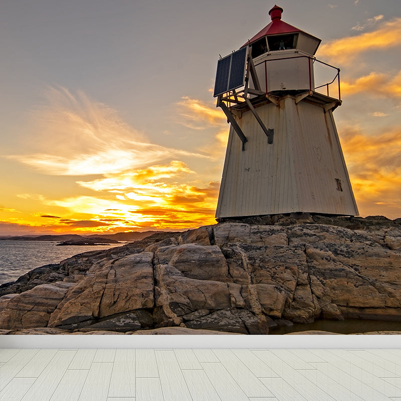 House Decor Lighthouse Mural Decal Customized Coastal Wall Covering for Living Room Grey Clearhalo 'Wall Decor' 'Wall Mural' 1785092