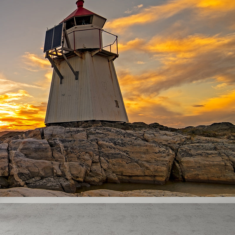 House Decor Lighthouse Mural Decal Customized Coastal Wall Covering for Living Room Clearhalo 'Wall Decor' 'Wall Mural' 1785094