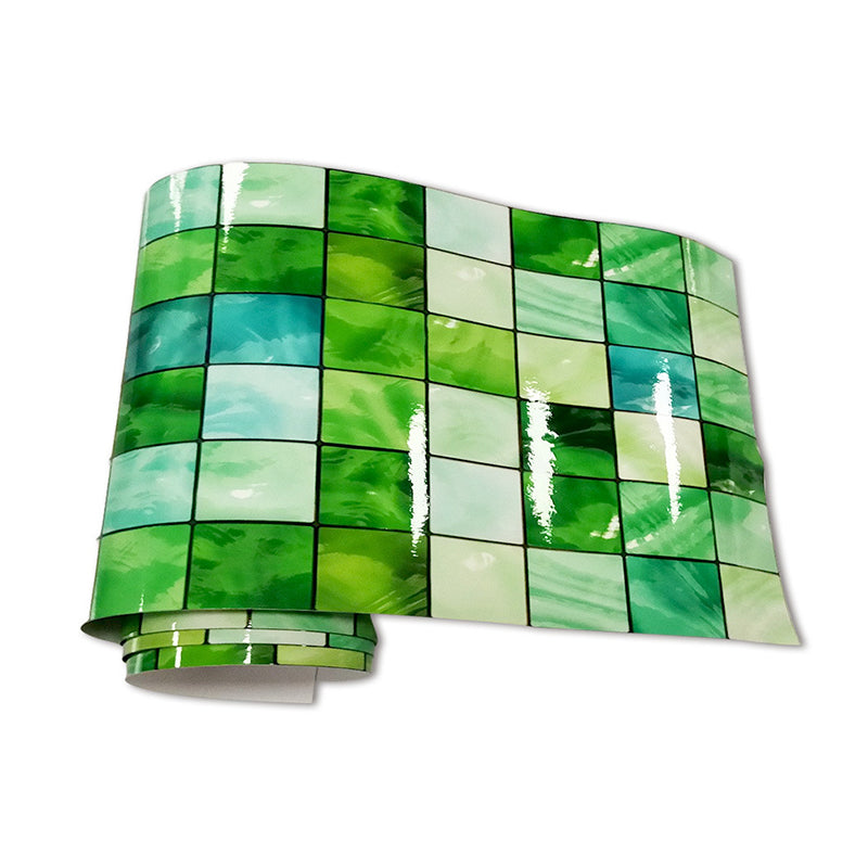PVC Green Wallpaper Border Bohemian Mosaic Tile Self-Sticking Wall Decor, 7.9' L x 8" W Clearhalo 'Wall Decor' 'Wallpaper' 1785135