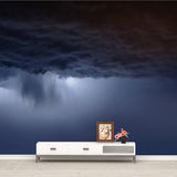Modern Art Storm Mural Decal Non-Woven Cloth Waterproof Blue Wall Covering for Home