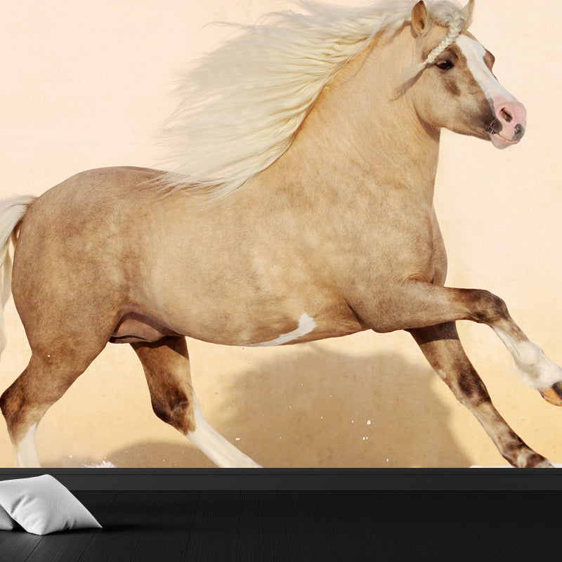 Pastel Color Running Horse Mural Wallpaper Animals Contemporary Stain-Proof Wall Art Clearhalo 'Wall Decor' 'Wall Mural' 1785168