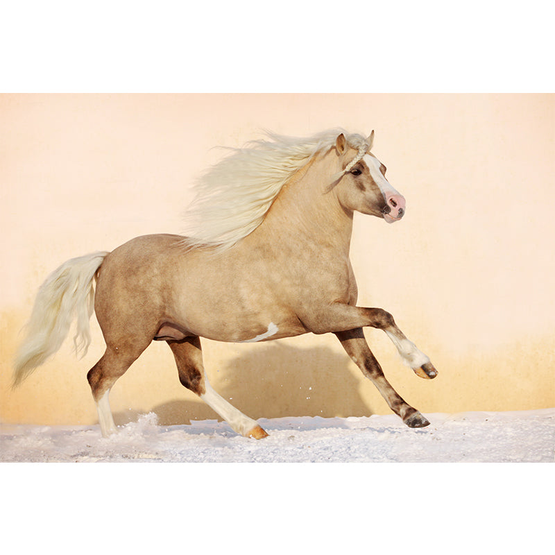 Pastel Color Running Horse Mural Wallpaper Animals Contemporary Stain-Proof Wall Art Clearhalo 'Wall Decor' 'Wall Mural' 1785170