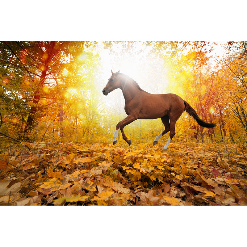 Pastel Color Running Horse Mural Wallpaper Animals Contemporary Stain-Proof Wall Art Clearhalo 'Wall Decor' 'Wall Mural' 1785180