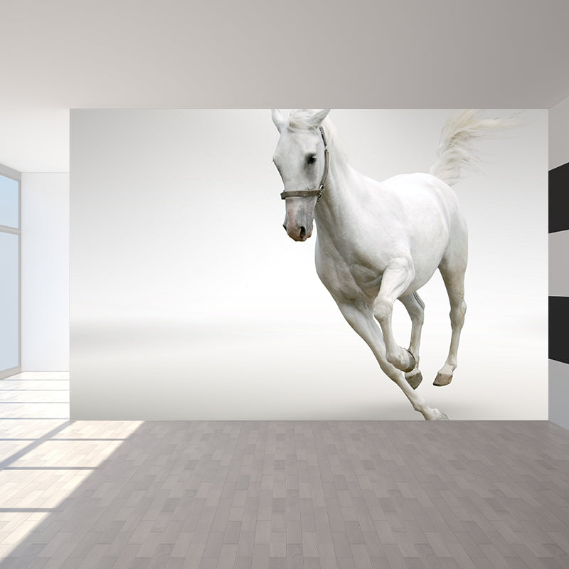 Pastel Color Running Horse Mural Wallpaper Animals Contemporary Stain-Proof Wall Art Clearhalo 'Wall Decor' 'Wall Mural' 1785183