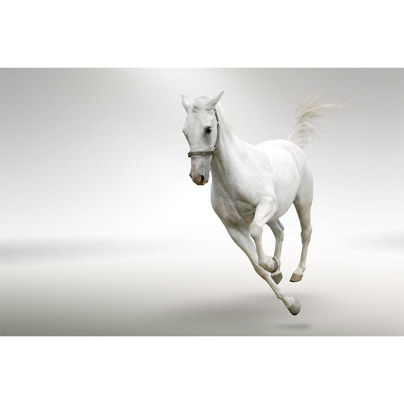 Pastel Color Running Horse Mural Wallpaper Animals Contemporary Stain-Proof Wall Art Clearhalo 'Wall Decor' 'Wall Mural' 1785185