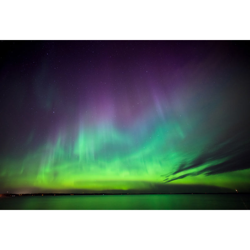 Draping Aurora over Lake Mural Wallpaper Purple-Green Nordic Wall Decor for Living Room Clearhalo 'Wall Decor' 'Wall Mural' 1785209