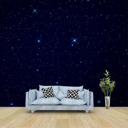 Modern Sparse Starry Sky Mural for Living Room Custom Wall Covering in Dark Color Black-Blue Clearhalo 'Wall Decor' 'Wall Mural' 1785231