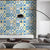 Yellow-Blue Boho Wallpaper Panels 10.3-sq ft Mosaic Tile Peel Wall Covering for Sitting Room Yellow-Blue Clearhalo 'Wall Decor' 'Wallpaper' 1785271