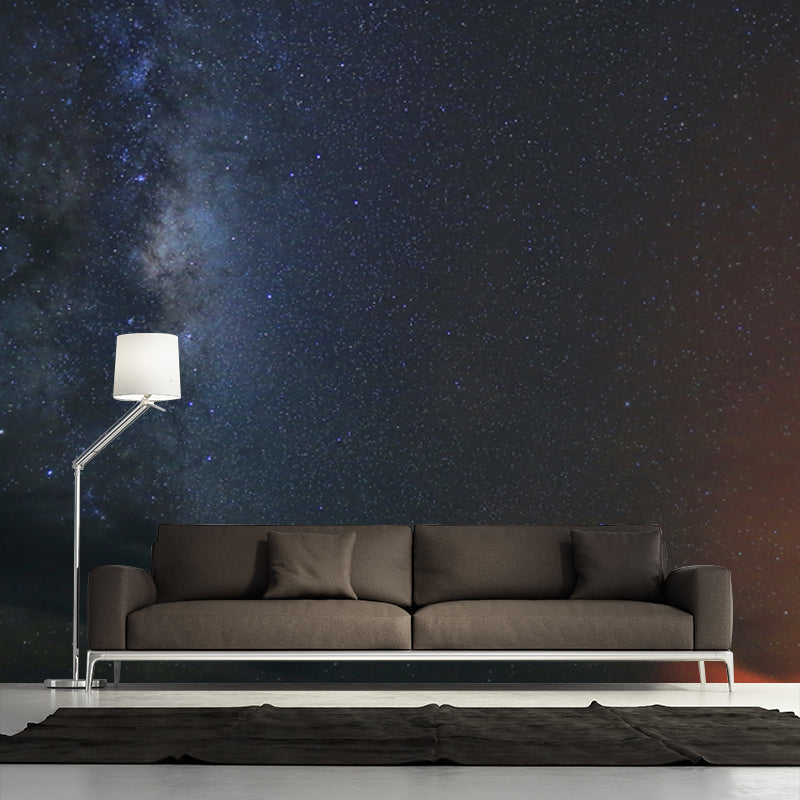 Asteroid Galaxy Wall Mural Decal Contemporary Non-Woven Fabric Wall Art in Black Black Clearhalo 'Wall Decor' 'Wall Mural' 1785285