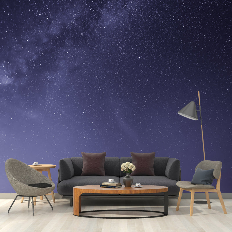 Purple Sparkling Stars Mural Decal Night Sky Scene Modern Washable Wall Decoration Purple Clearhalo 'Wall Decor' 'Wall Mural' 1785295