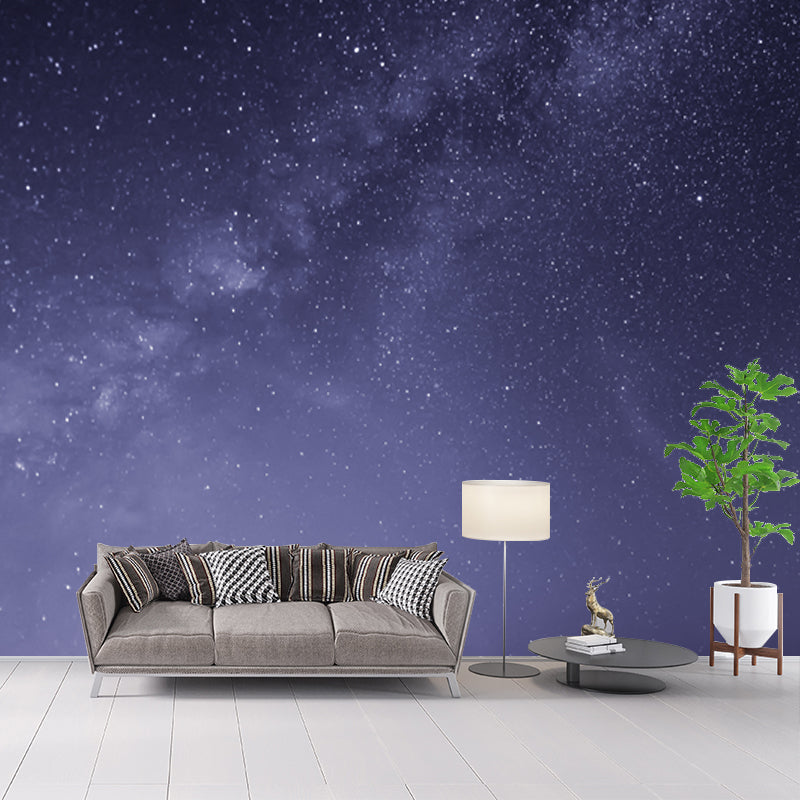 Purple Sparkling Stars Mural Decal Night Sky Scene Modern Washable Wall Decoration Clearhalo 'Wall Decor' 'Wall Mural' 1785296