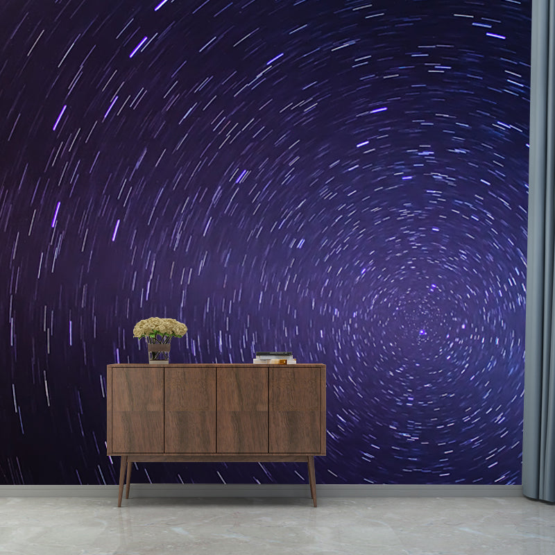 Huge Night Sky Wallpaper Mural Washable Modern Living Room Wall Covering in Blue-Purple Purplish Blue Clearhalo 'Wall Decor' 'Wall Mural' 1785310
