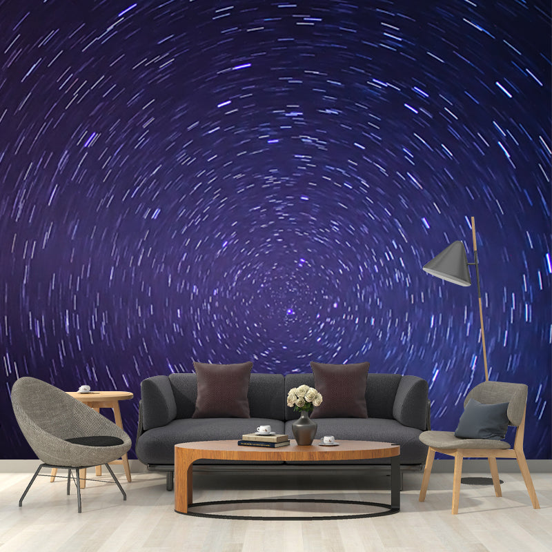 Huge Night Sky Wallpaper Mural Washable Modern Living Room Wall Covering in Blue-Purple Clearhalo 'Wall Decor' 'Wall Mural' 1785311