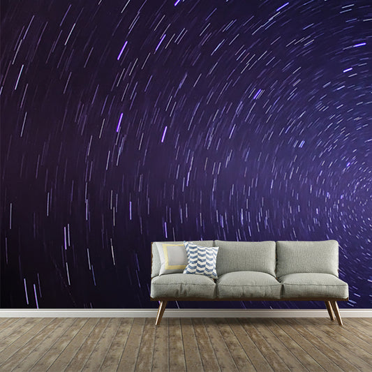 Huge Night Sky Wallpaper Mural Washable Modern Living Room Wall Covering in Blue-Purple