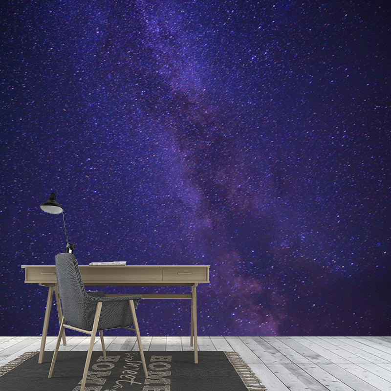 Huge Night Sky Wallpaper Mural Washable Modern Living Room Wall Covering in Blue-Purple Blue-Purple Clearhalo 'Wall Decor' 'Wall Mural' 1785315