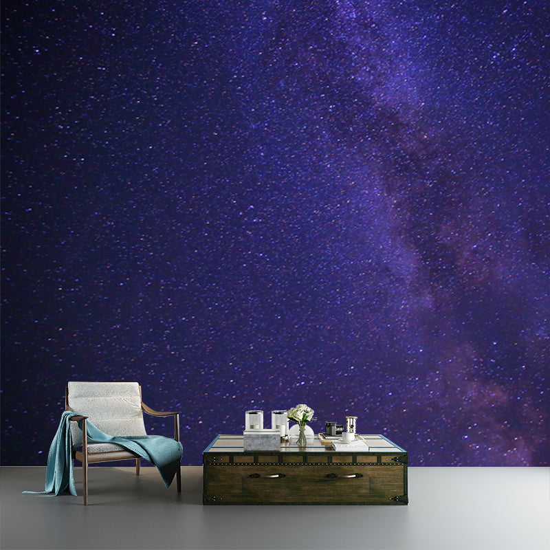 Huge Night Sky Wallpaper Mural Washable Modern Living Room Wall Covering in Blue-Purple Clearhalo 'Wall Decor' 'Wall Mural' 1785316
